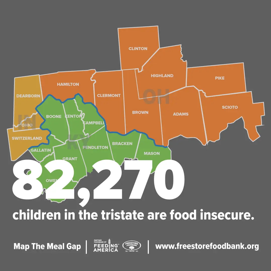 Map The Meal Gap - Feeding America - Freestore Foodbank Cincinnati Tristate Area
